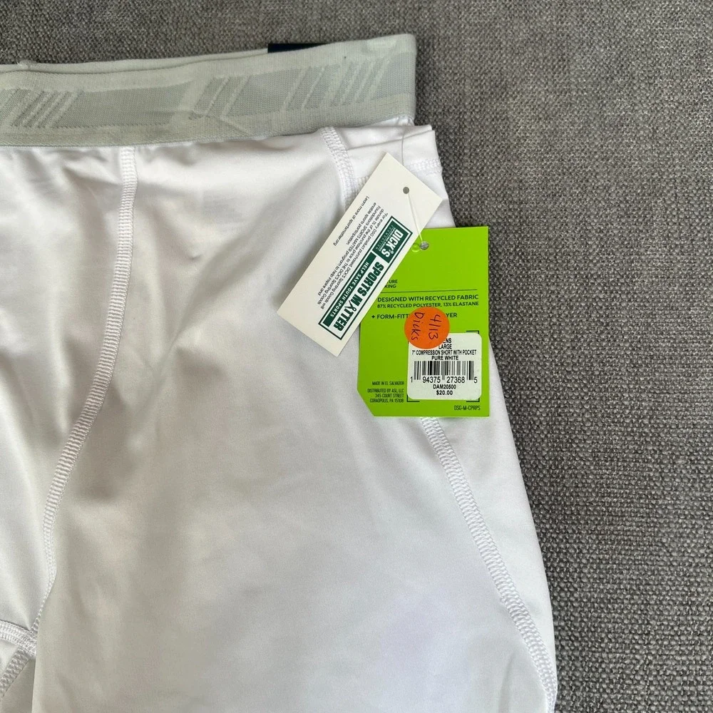 DSG Compression Shorts Mens Large White Performance Stretch Tight Fit Base Layer
